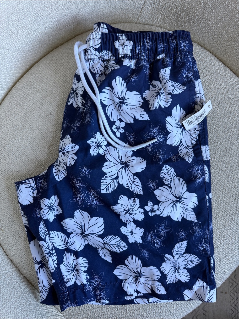 Amazon Essentials Navy and White Floral Hybrid Shorts with Drawstring